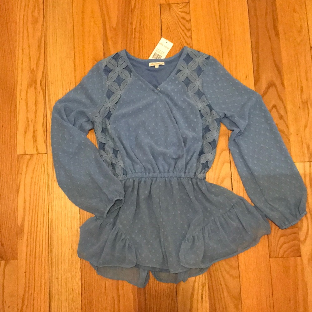 Blue lace romper